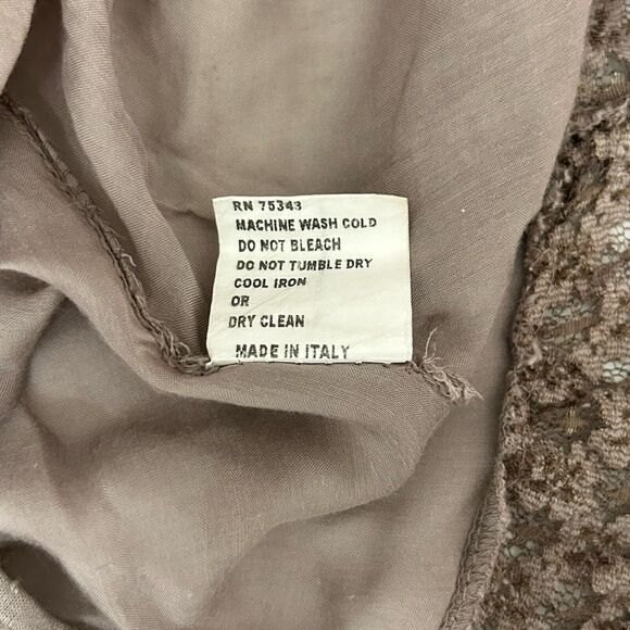 Piazza Roma Top Womens Large Seta Silk Attached Shell Stretch Brown Italian - Picture 8 of 14